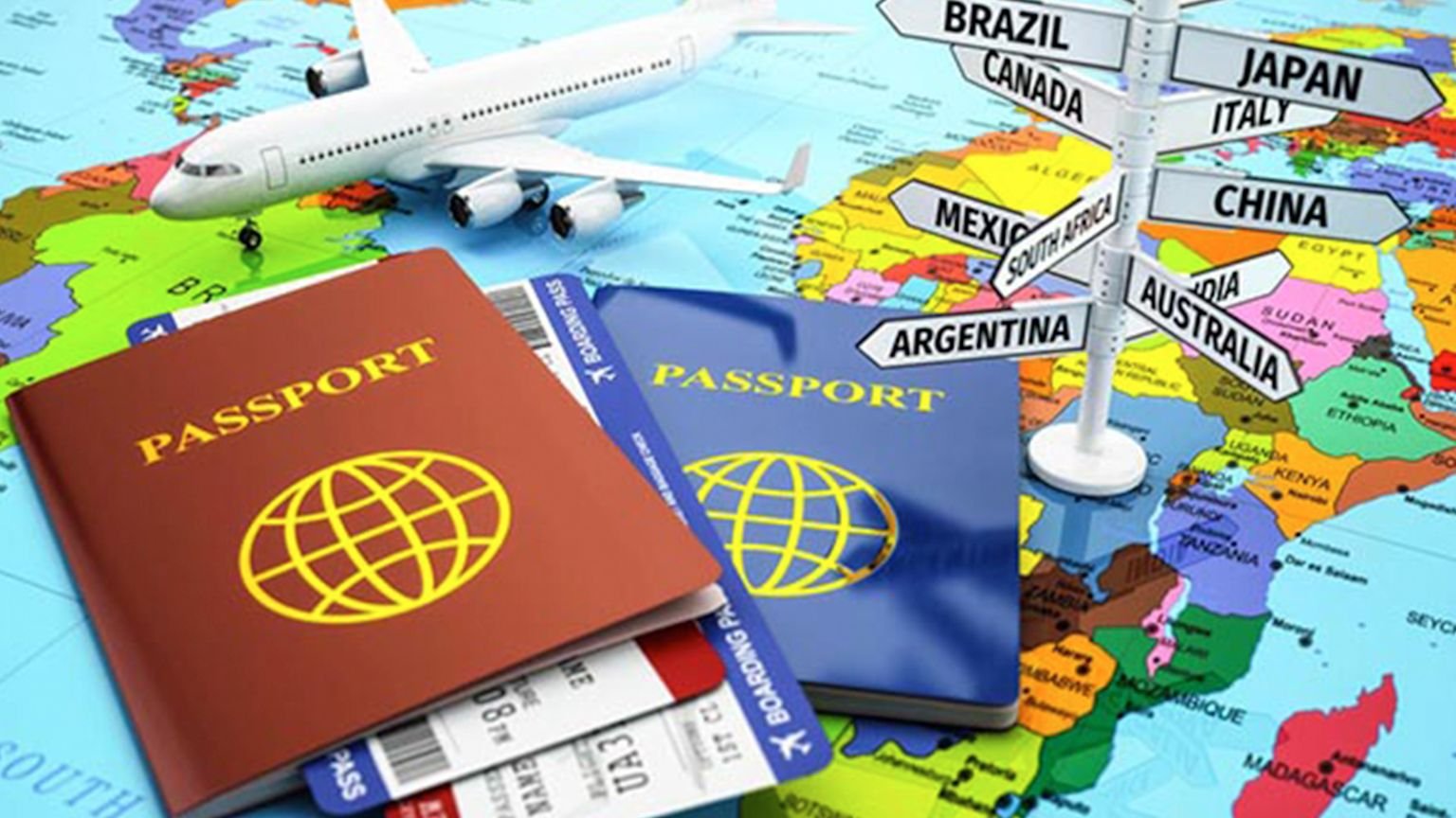 Travellers passing through an airport terminal