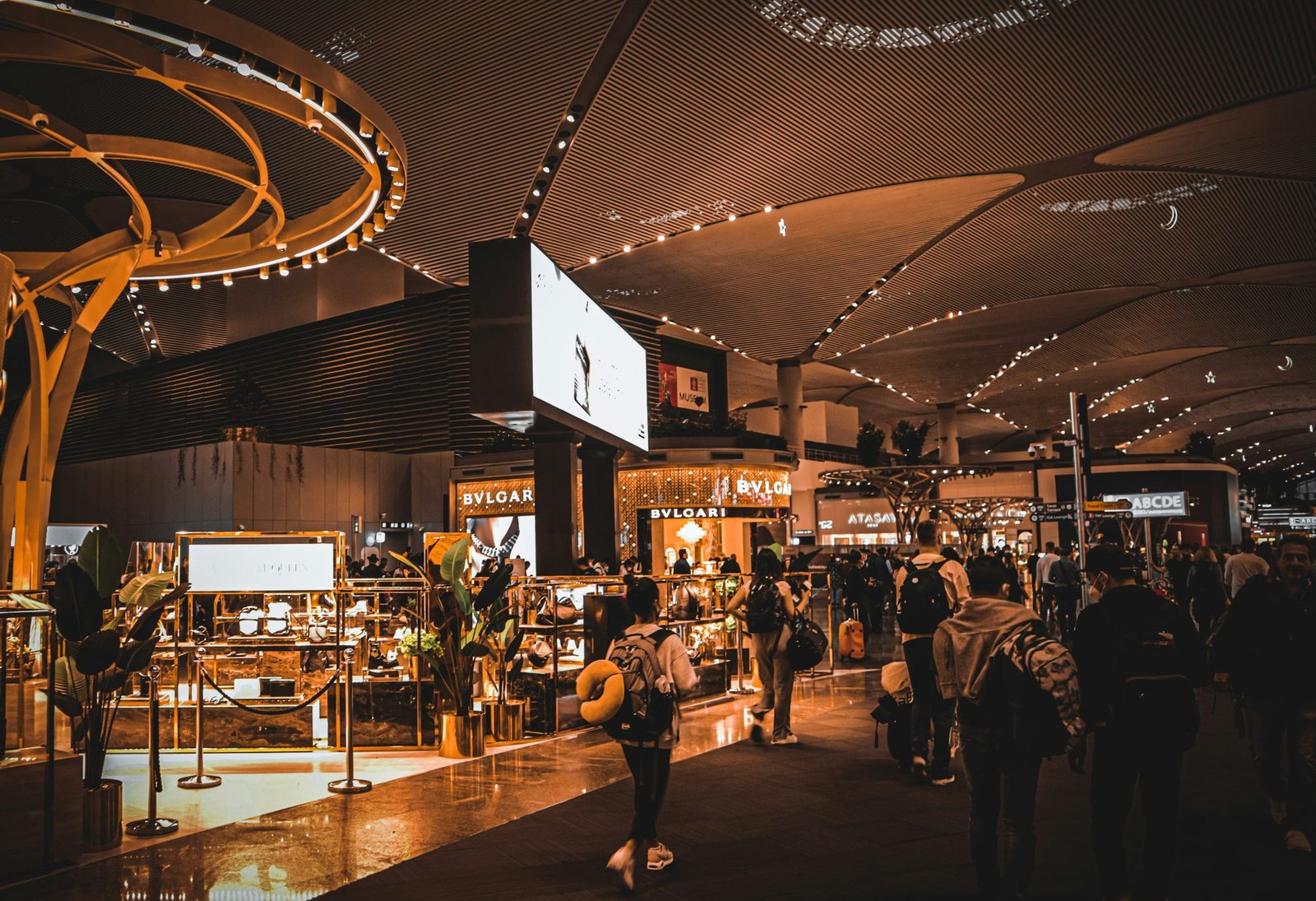 Exhibition floor with rows of booths